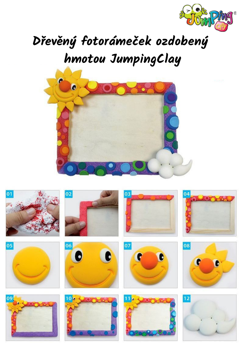 Dřevěný fotorámeček ozdobený JumpingClay